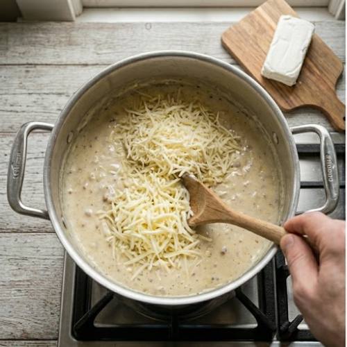 Step 5: Mix in Cheeses Step 5: Mix in Cheeses