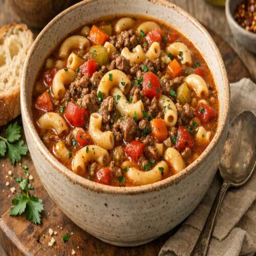 Beef Macaroni Soup Recipe