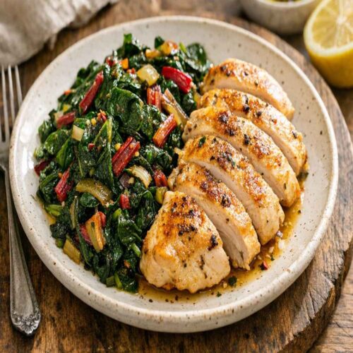 Creamy Chard Chicken Thighs Recipe